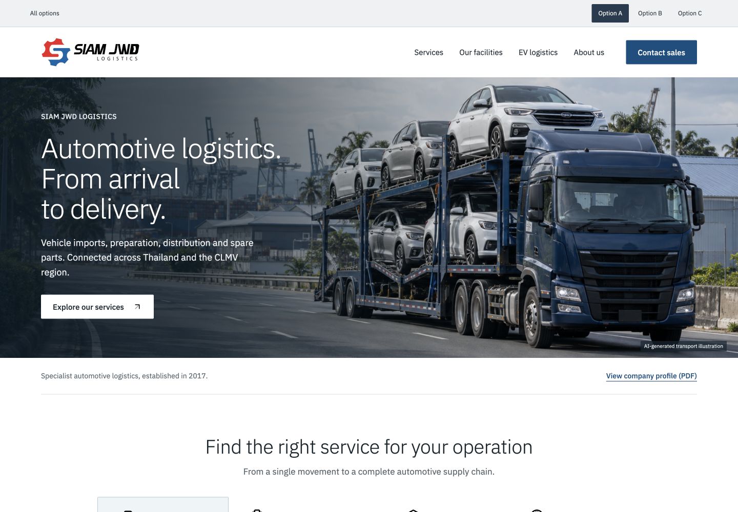 Option A website preview